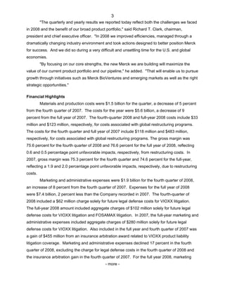 merck » 	4Q08 Earnings Release