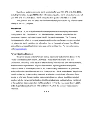 merck 	2Q05 Earnings Release