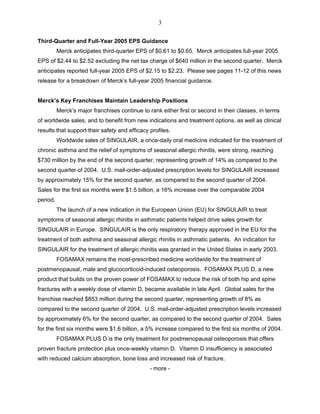 merck 	2Q05 Earnings Release