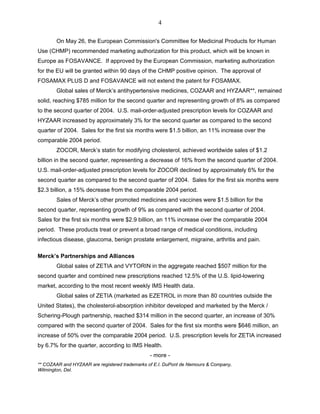 merck 	2Q05 Earnings Release