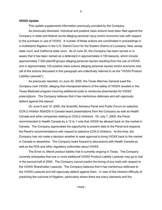 merck 	2Q05 Earnings Release