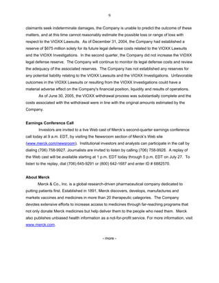 merck 	2Q05 Earnings Release