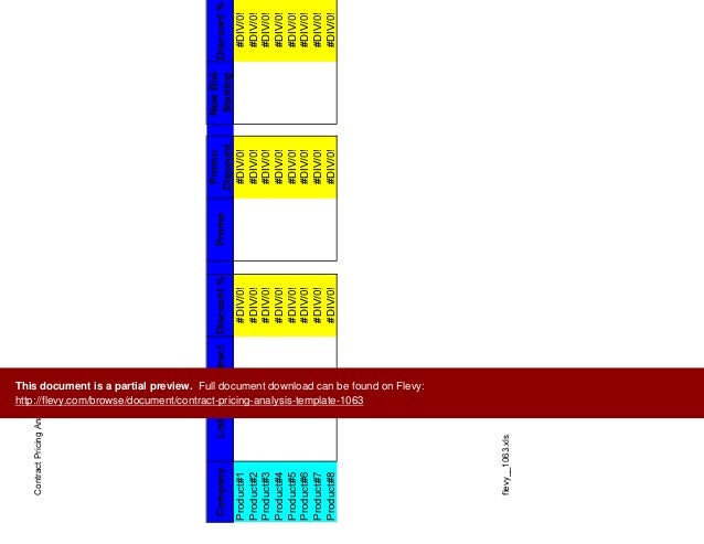 contract pricing analysis template pricing analysis template