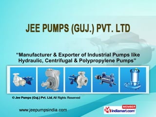 “ Manufacturer & Exporter of Industrial Pumps like Hydraulic, Centrifugal & Polypropylene Pumps”  