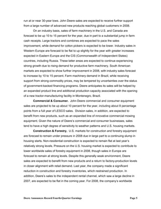  John DeereMedia Release & Financials 2007 4th