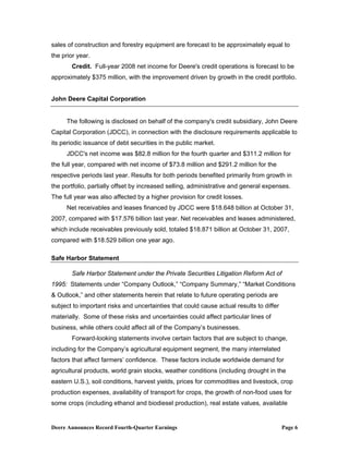  John DeereMedia Release & Financials 2007 4th