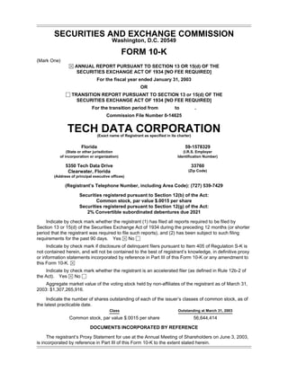 tech data  Annual report 2003