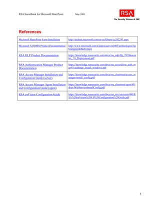 RSA SecurBook for Microsoft SharePoint | PDF
