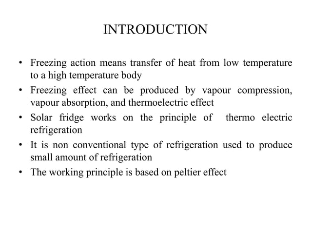 Solar Refrigerator Pptx
