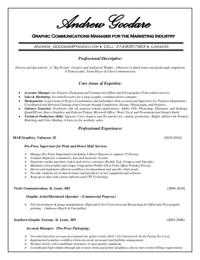 prepress resume