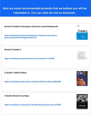 C Builder 6 Developers Guide Satya Sai Kolachina | PDF