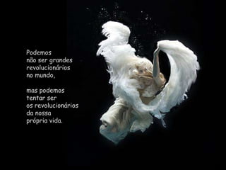 Podemos                            não ser grandes revolucionários                      no mundo,  mas podemos tentar ser                       os revolucionários da nossa                   própria vida. 