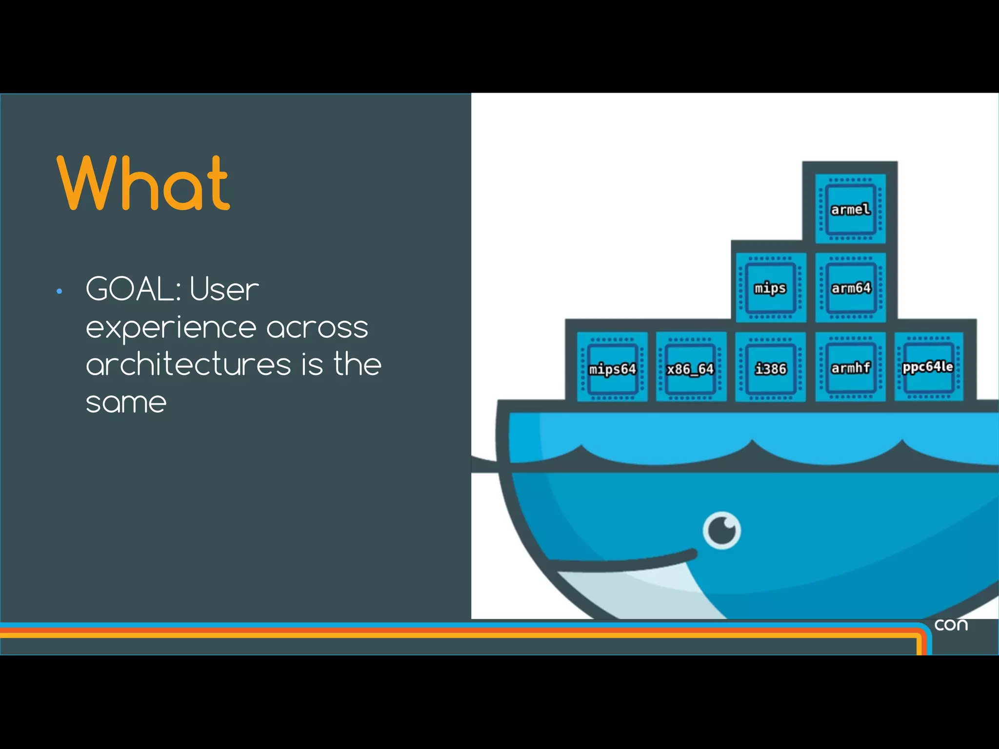 • GOAL: User
experience across
architectures is the
same
What
 