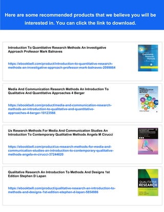 Introduction To Quantitative Research Methods An Investigative Approach ...