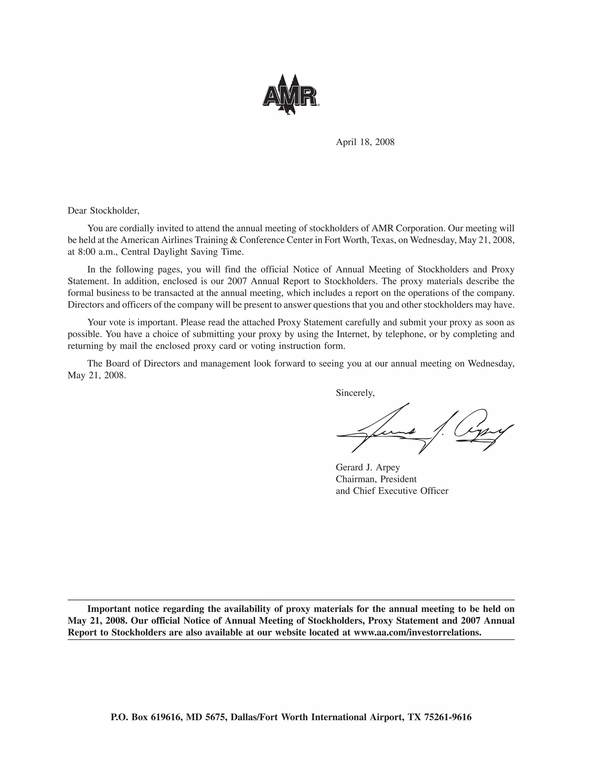 AMR 2008 Proxy Statement