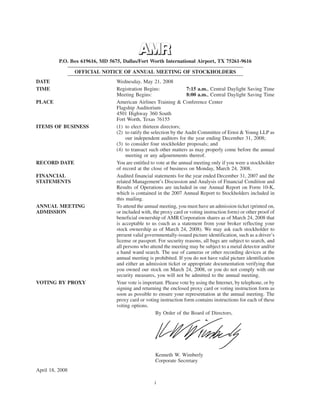 AMR 2008 Proxy Statement