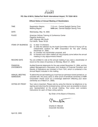AMR 	2005 Proxy Statement