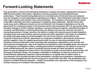 	Raytheon Reports 2008 First Quarter Results