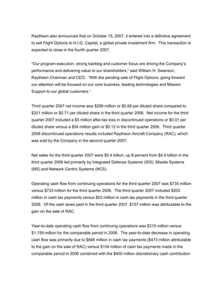 raytheon Q4 Earnings Presentation