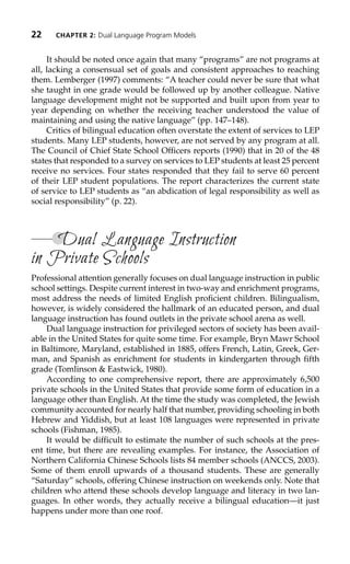 The Foundations Of Dual Language Instruction 5th Ed Lessowhurley | PDF