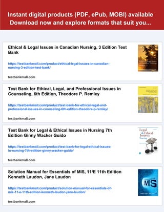 2013 Legal and Ethical Issues in Nursing, 6th Edition Test Bank | PDF