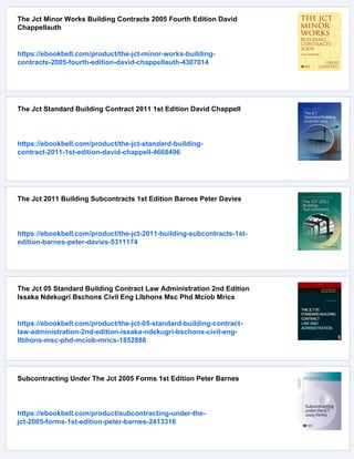 The Jct Intermediate Building Contracts 2005 3rd Edition David Chappell ...