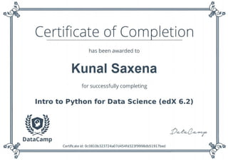 Certificate-Intro to Python for Data Science