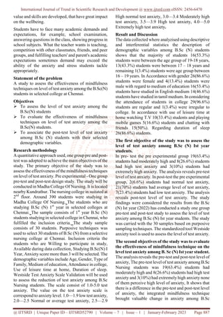 A Study to Assess the Effectiveness of Mindfulness Techniques on Level ...