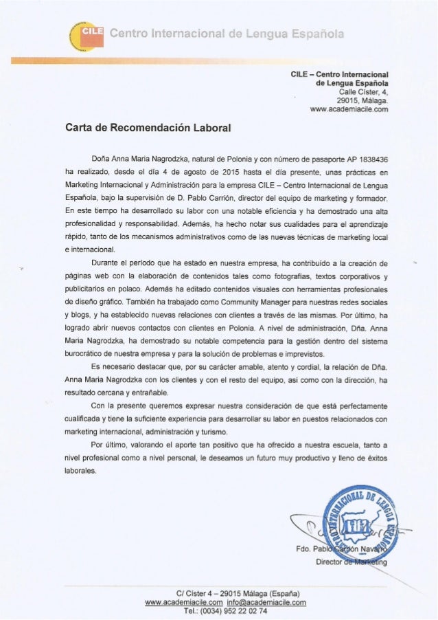 carta de recomendacion laboral ejemplo de carta de recomendacion laboral