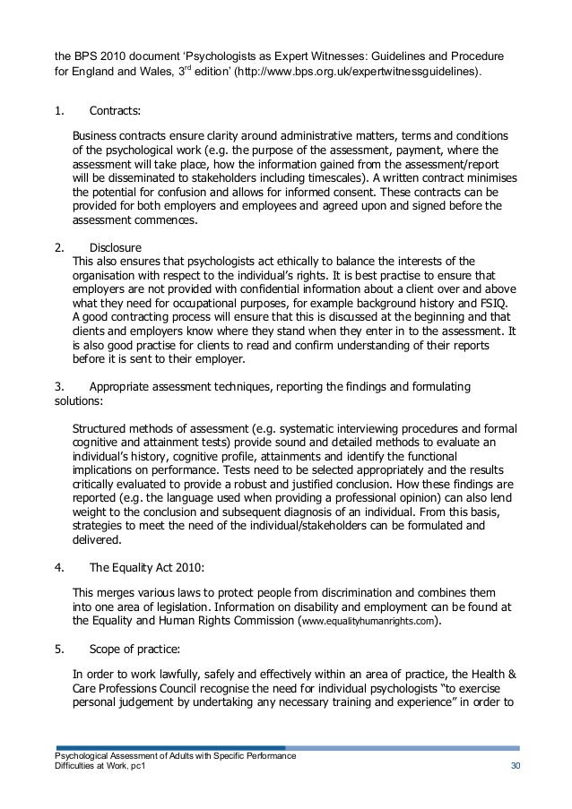 Psychological Assessment of Adults with Specific 