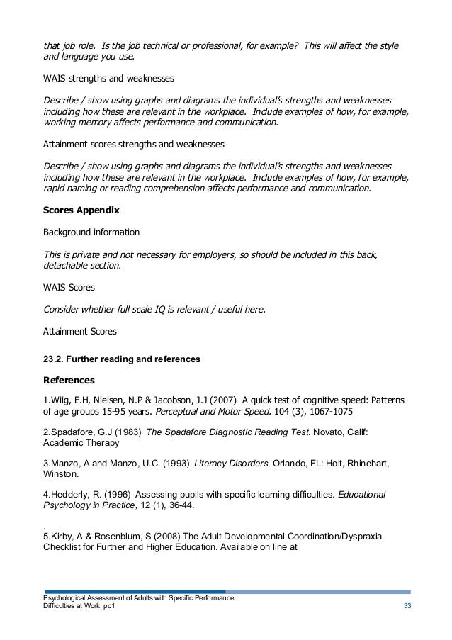 handwriting hedderly test with Specific Psychological Assessment Adults of handwriting hedderly test with Specific Psychological Assessment Adults of