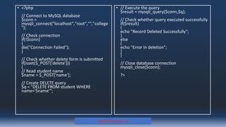 Comprehensive Guide to PHP Database CRUD Operations with MySQL | PDF
