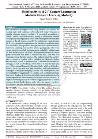 Reading Styles of 21st Century Learners in Modular Distance Learning ...