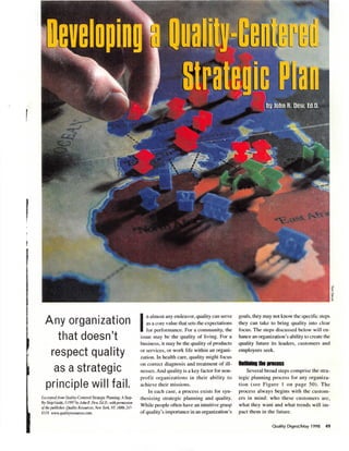Developing a quality-Centered Strategic Plan