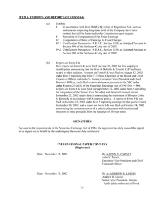 international paper Q3 2002 10-Q