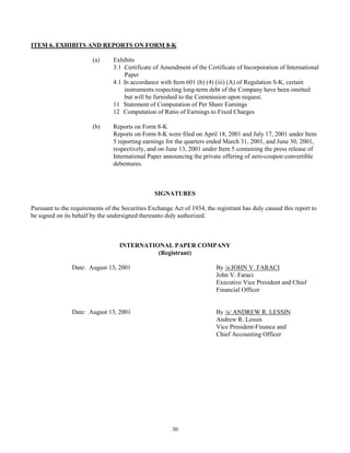 international paper Q2 2001 10-Q