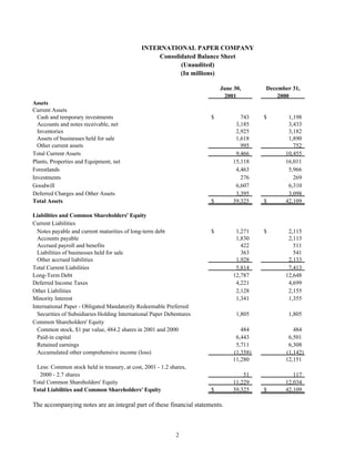 international paper Q2 2001 10-Q