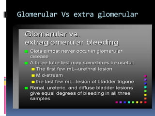 Glomerular Vs extra glomerular
 