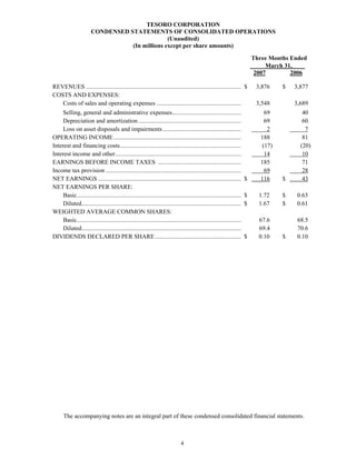 tesoro 	10-Q First Quarter 2007