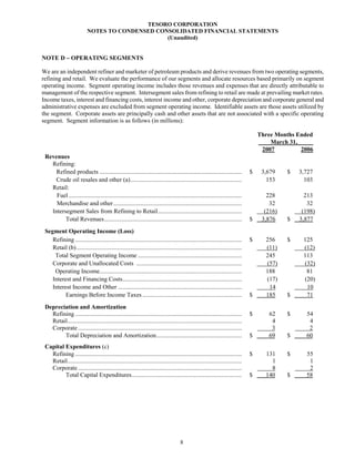 tesoro 	10-Q First Quarter 2007