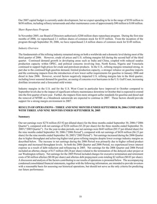 tesoro 10-Q Third Quarter 2006