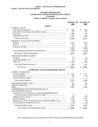 tesoro 10-Q Third Quarter 2006