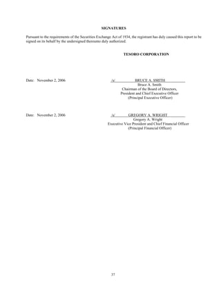 tesoro 10-Q Third Quarter 2006