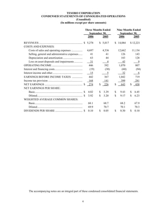 tesoro 10-Q Third Quarter 2006