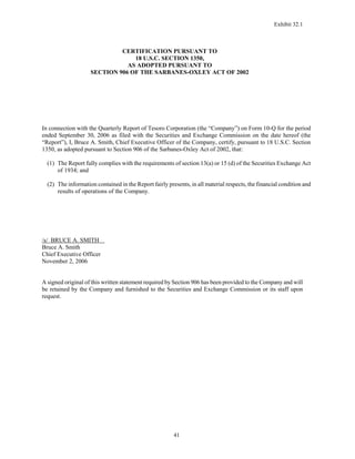 tesoro 10-Q Third Quarter 2006