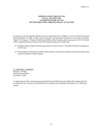 tesoro 10-Q Third Quarter 2006