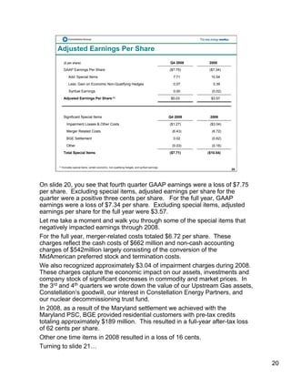 constellation energy 2008 Fourth Quarter Supporting Materials