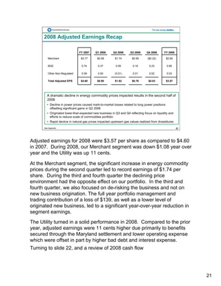 constellation energy 2008 Fourth Quarter Supporting Materials