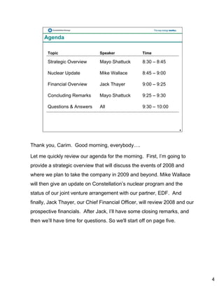 constellation energy 2008 Fourth Quarter Supporting Materials