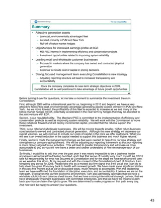 constellation energy 2008 Fourth Quarter Supporting Materials